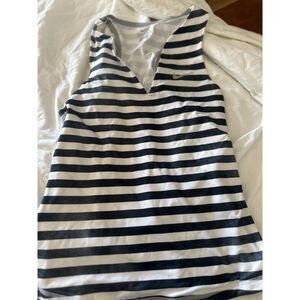 Nike Women’s Sleeveless Polo Tank Top Striped Black White Medium Golf Tennis